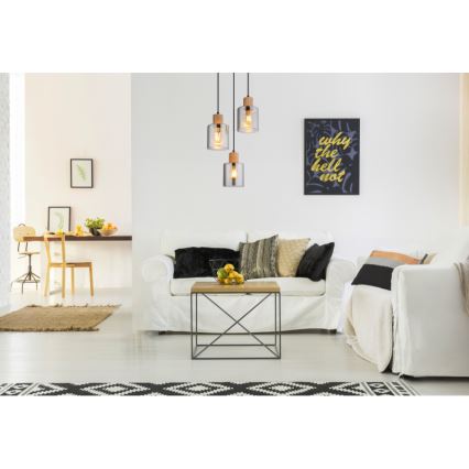 Globo - Pendel 3xE27/25W/230V sort diameter 30 cm