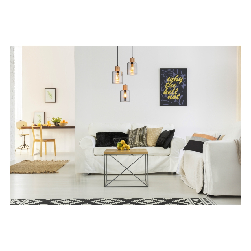 Globo - Pendel 3xE27/25W/230V sort diameter 30 cm