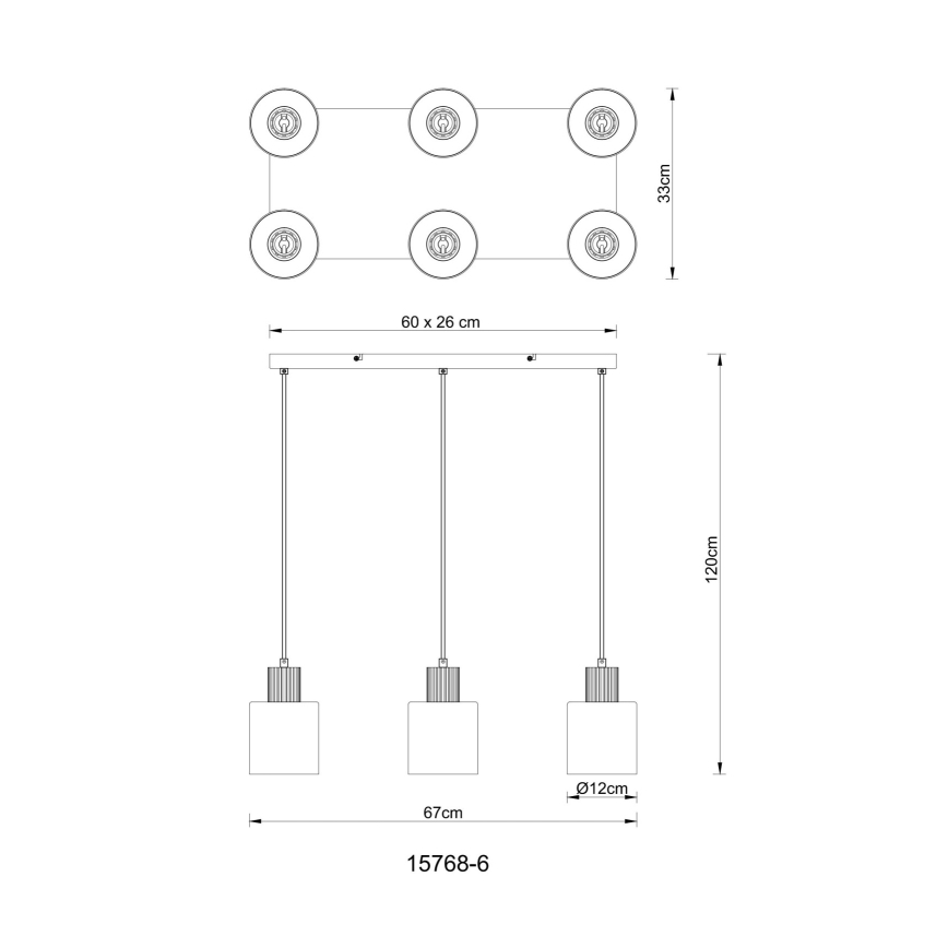 Globo - Pendel 6xE27/25W/230V sort