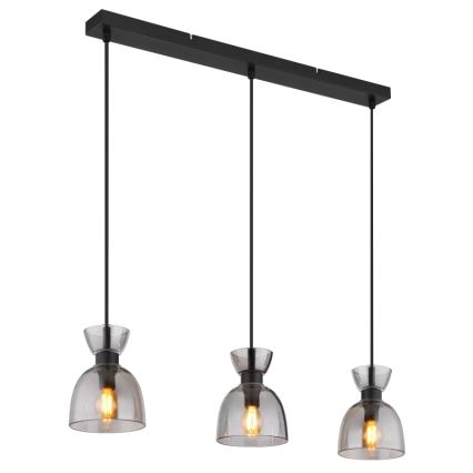 Globo - Pendel 3xE14/40W/230V sort/røget