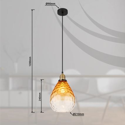 Globo - Pendel 1xE27/60W/230V diameter 21 cm orange
