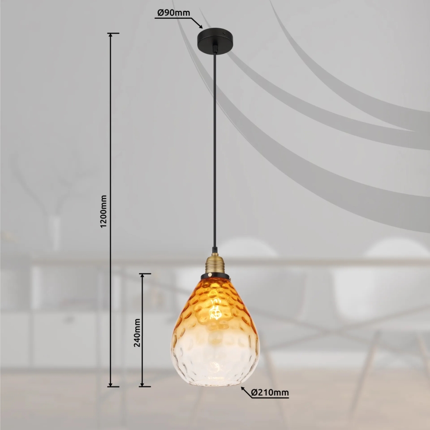 Globo - Pendel 1xE27/60W/230V diameter 21 cm orange