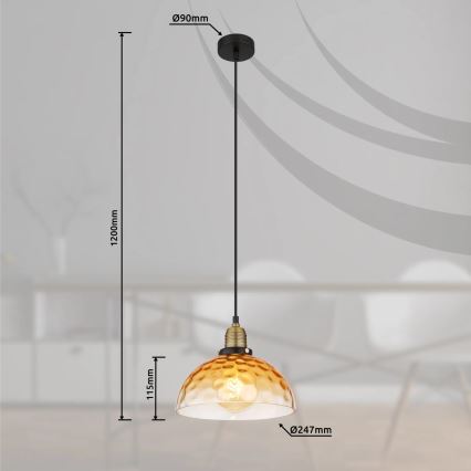Globo - Pendel 1xE27/60W/230V diameter 25 cm orange
