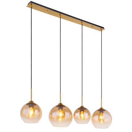Globo - Lysekrone med wireophæng 4xE27/60W/230V i messing