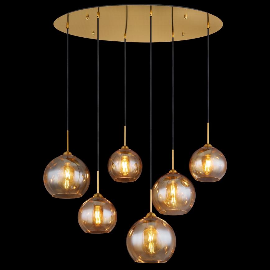 Globo - Pendel på kabel 6xE27/60W/230V messing