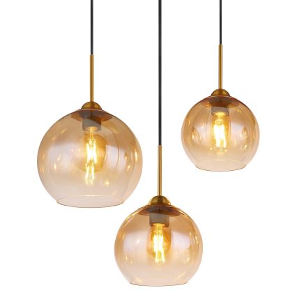Globo - Pendel på kabel 6xE27/60W/230V messing