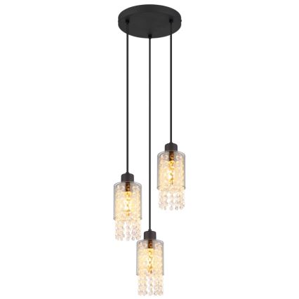 Globo - Pendel 3xE27/40W/230V diameter 25 cm sort