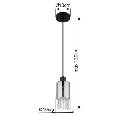 Globo - Pendel 1xE27/40W/230V diameter 10 cm sort