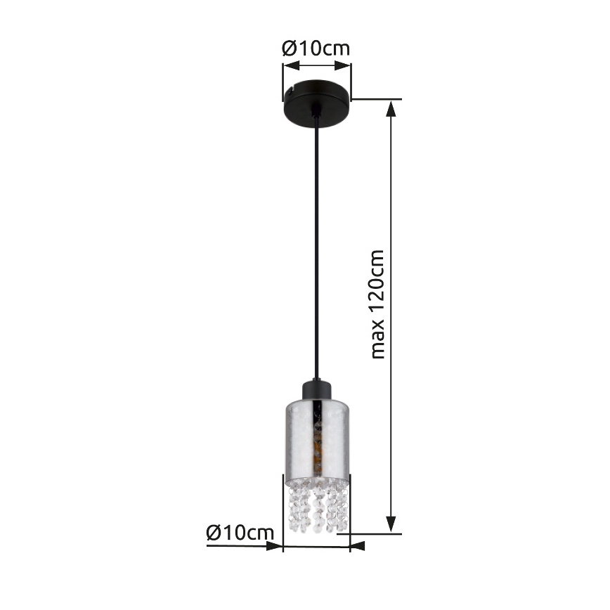 Globo - Pendel 1xE27/40W/230V diameter 10 cm sort