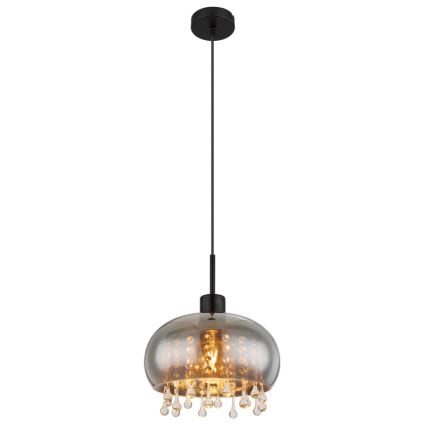 Globo - Pendel 1xE27/9W/230V diameter 28 cm sort