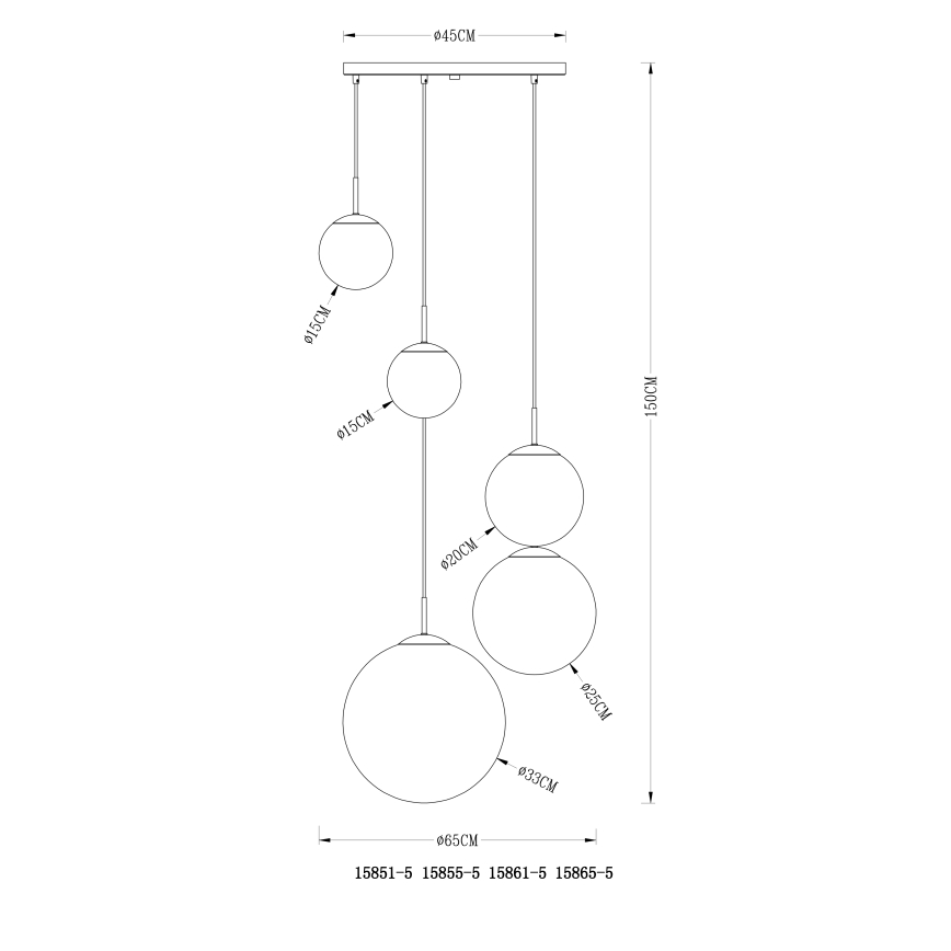 Globo - Pendel 5xE27/40W/230V diameter 65 cm