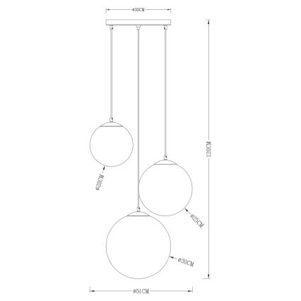Globo - Pendel 3xE27/40W/230V diameter 51 cm