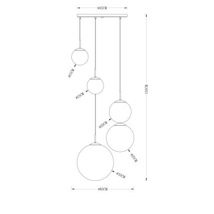 Globo - Pendel 5xE27/40W/230V diameter 65 cm
