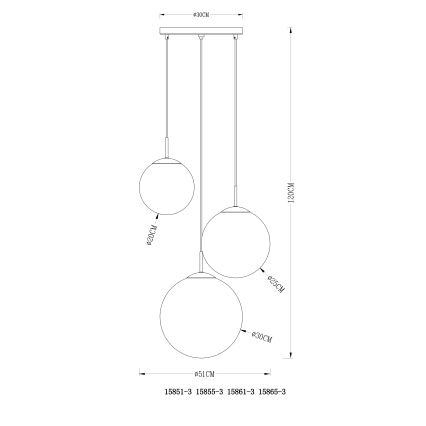 Globo - Pendel 3xE27/40W/230V diameter 51 cm