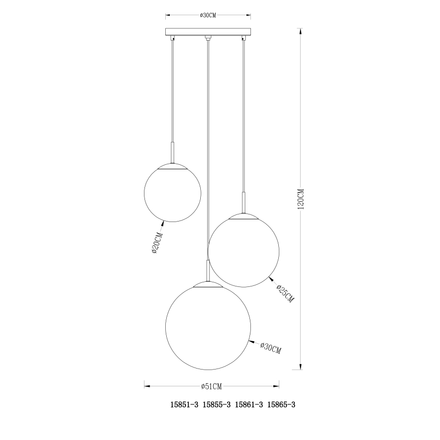 Globo - Pendel 3xE27/40W/230V diameter 51 cm