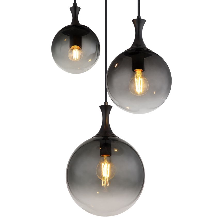 Globo - Pendel 3xE27/10W/230V diameter 48 cm sort