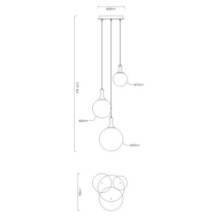 Globo - Pendel 3xE27/10W/230V diameter 48 cm sort