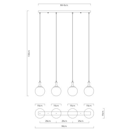 Globo - Pendel 4xE27/10W/230V sort