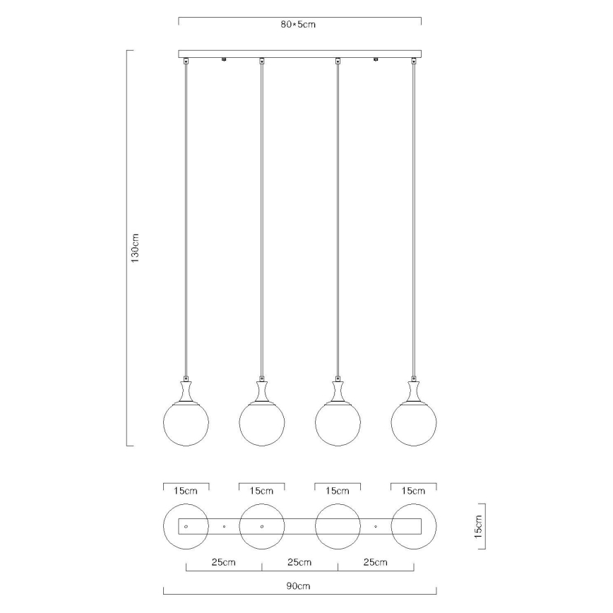Globo - Pendel 4xE27/10W/230V sort