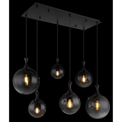 Globo - Pendel 6xE27/10W/230V sort