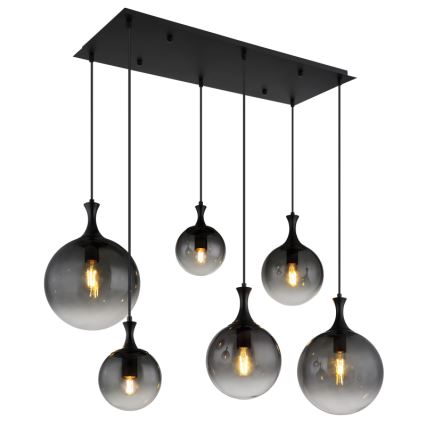Globo - Pendel 6xE27/10W/230V sort