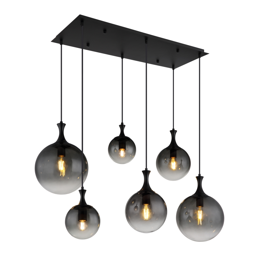 Globo - Pendel 6xE27/10W/230V sort