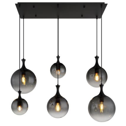 Globo - Pendel 6xE27/10W/230V sort
