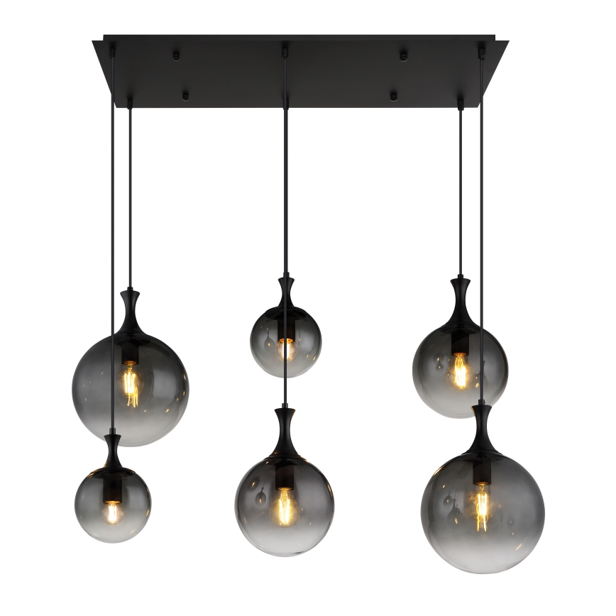 Globo - Pendel 6xE27/10W/230V sort