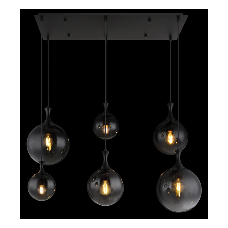 Globo - Pendel 6xE27/10W/230V sort