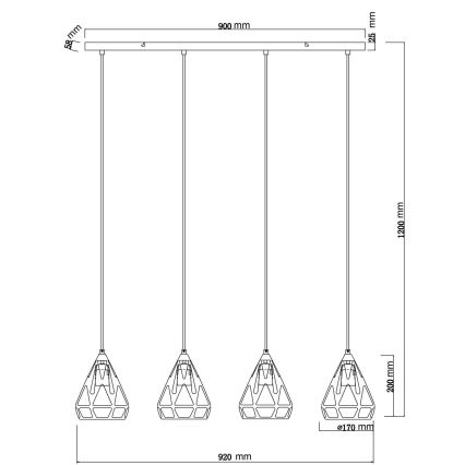 Globo - Pendel 4xE27/40W/230V
