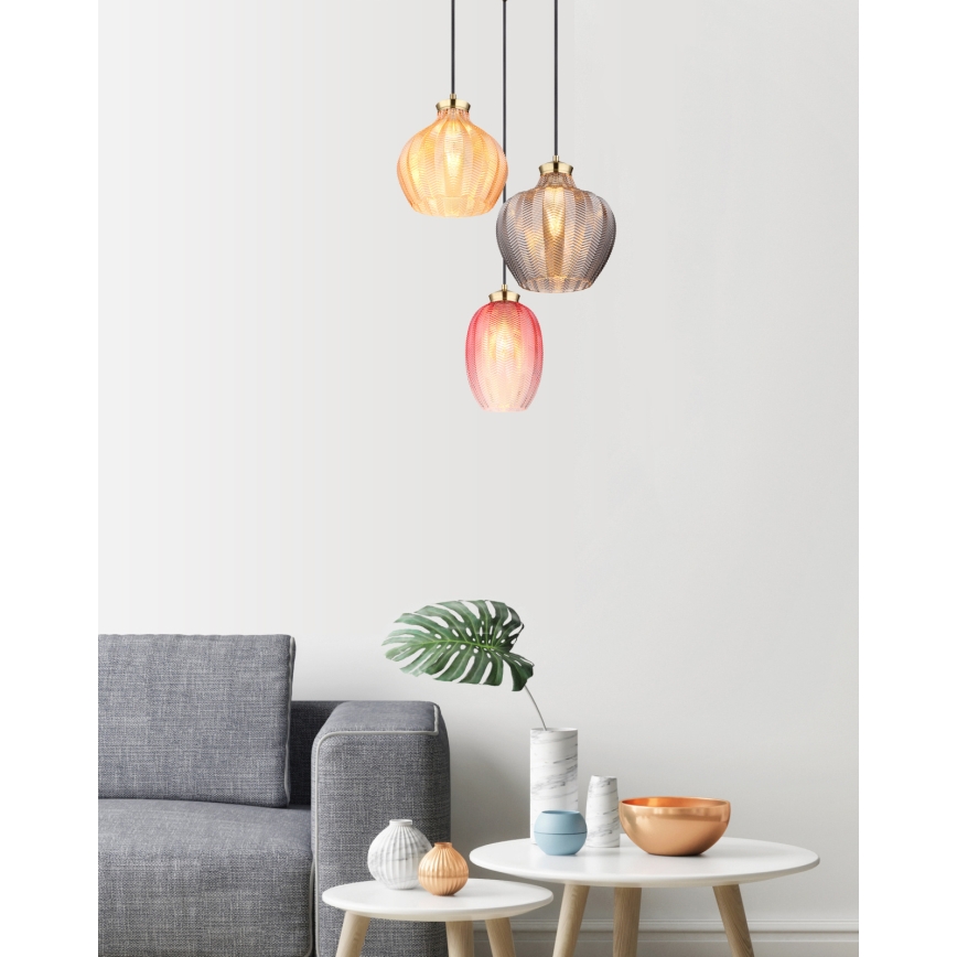 Globo - Loftpendel på stålwire, 3xE27/60W/230V, Ø 45 cm