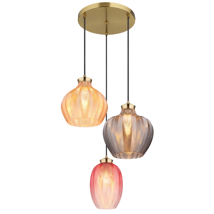 Globo - Loftpendel på stålwire, 3xE27/60W/230V, Ø 45 cm