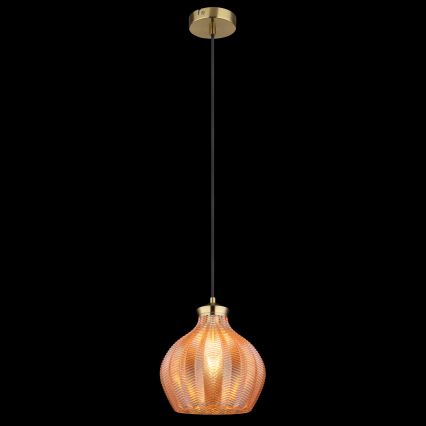 Globo - Pendel med kabel 1xE27/60W/230V Ø 22 cm, guldfarvet