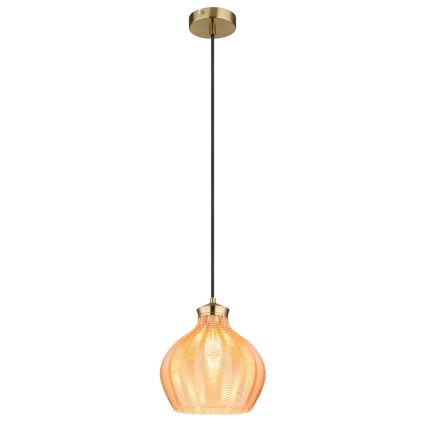 Globo - Pendel med kabel 1xE27/60W/230V Ø 22 cm, guldfarvet