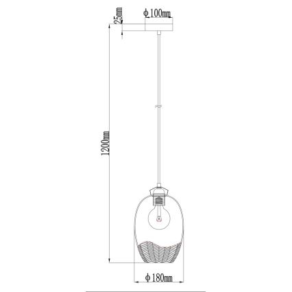 Globo - Pendel med kabel 1xE27/60W/230V Ø 22 cm, guldfarvet