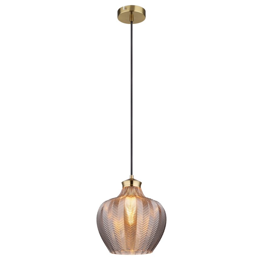 Globo - Pendel på ledning 1xE27/60W/230V Ø 22 cm røgfarvet