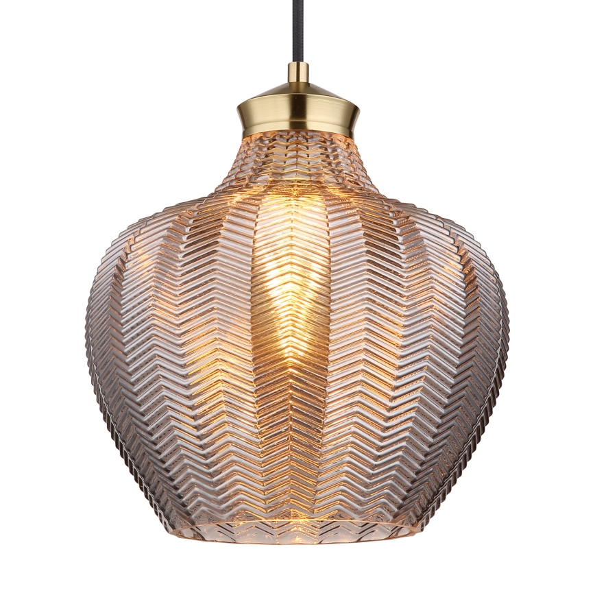 Globo - Pendel på ledning 1xE27/60W/230V Ø 22 cm røgfarvet