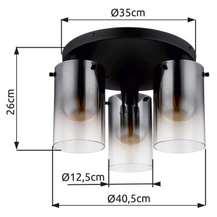Globo - Loftlampe 3xE27/40W/230V diameter 40,5 cm sort
