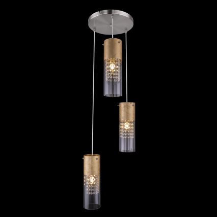 Globo - Pendel 3xE27/60W/230V diameter 30 cm guldfarvet