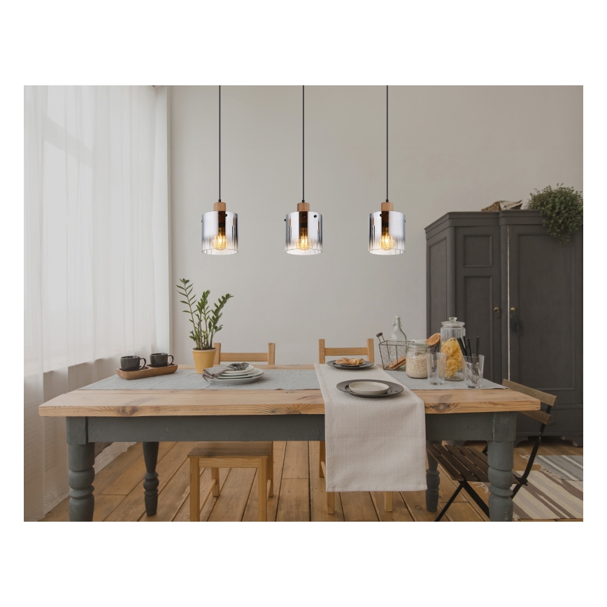 Globo - Lysekrone med wireophæng 3xE27/60W/230V