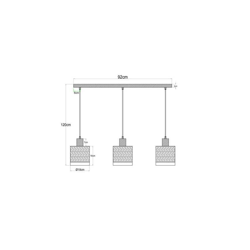 Globo - Lysekrone med wireophæng 3xE27/60W/230V