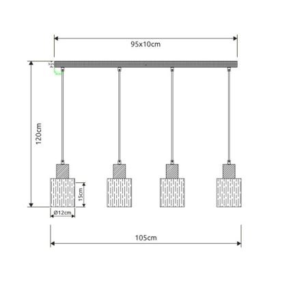 Globo - Pendel på ledning 4xE27/40W/230V