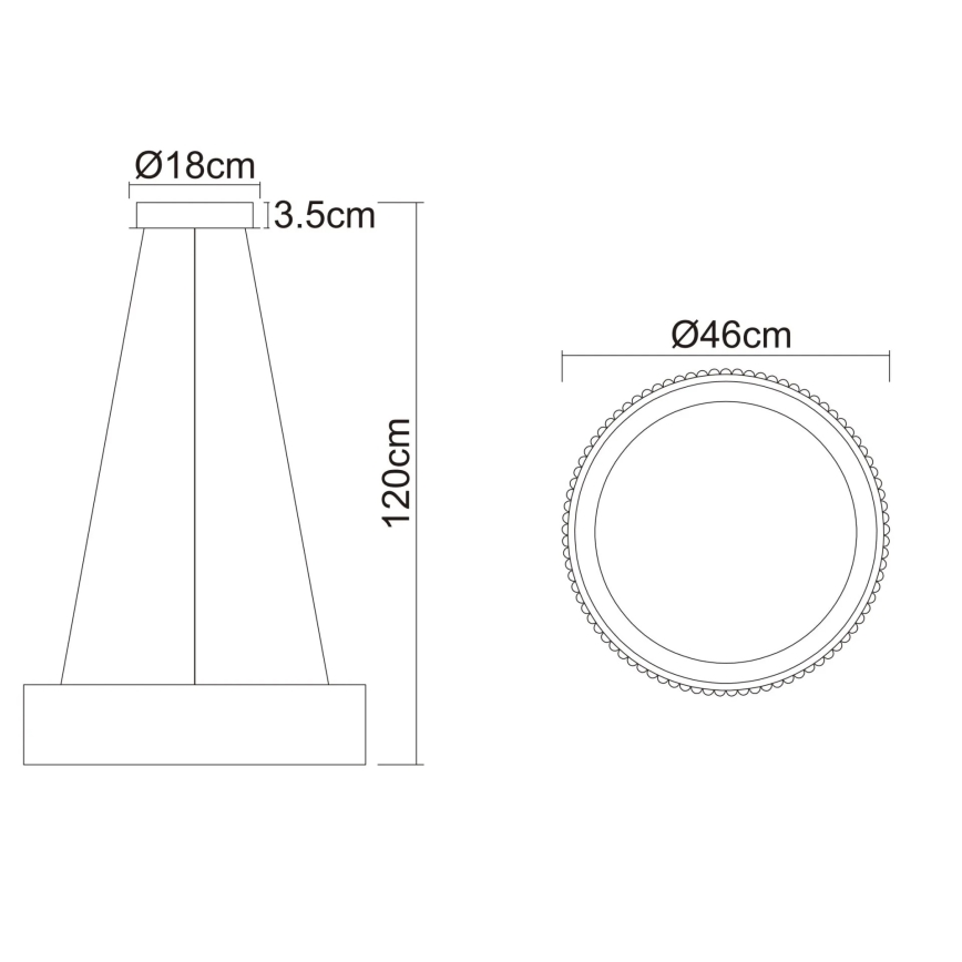 Globo - LED-pendel på wire LED/45W/230V 2700/4000/6000K Ø 46 cm sort