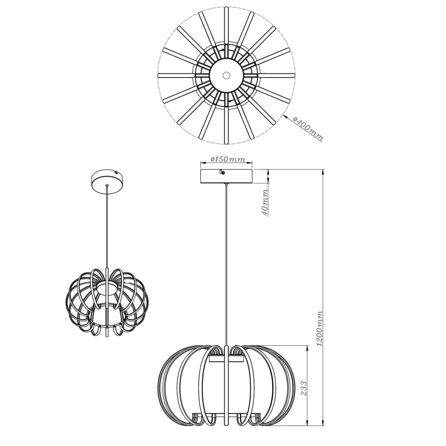 Globo - LED-dæmpbar pendel på ledning LED/40W/230V 3000K sort
