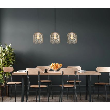 Globo - Pendel med kabel 3xE27/40W/230V beige/hvid