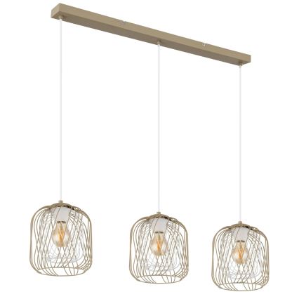 Globo - Pendel med kabel 3xE27/40W/230V beige/hvid