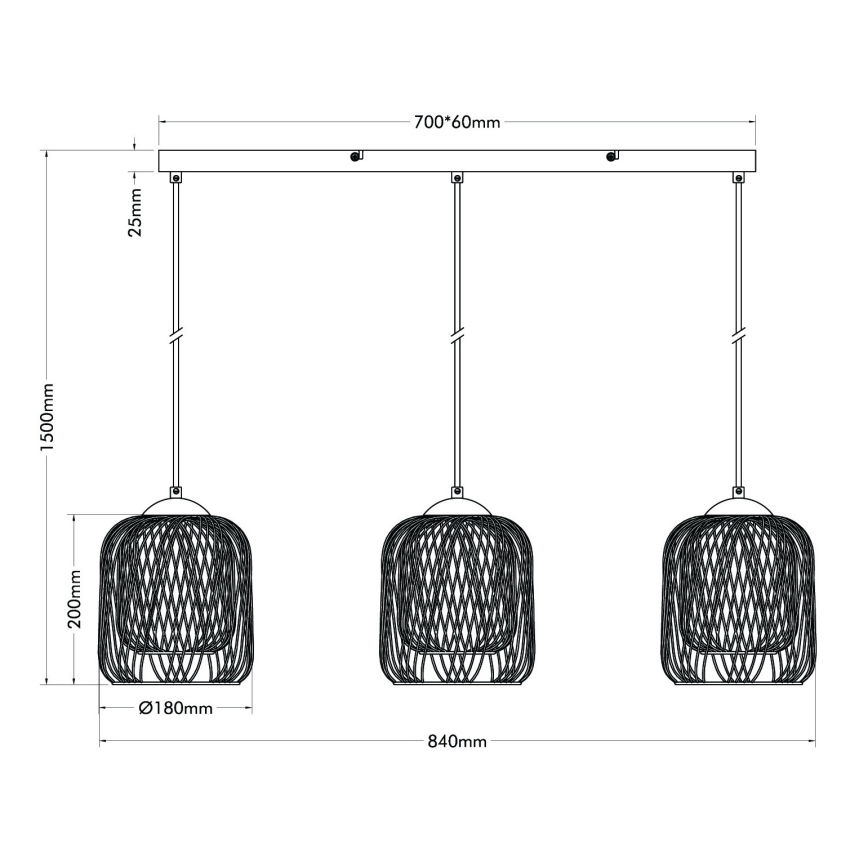 Globo - Pendel med kabel 3xE27/40W/230V beige/hvid