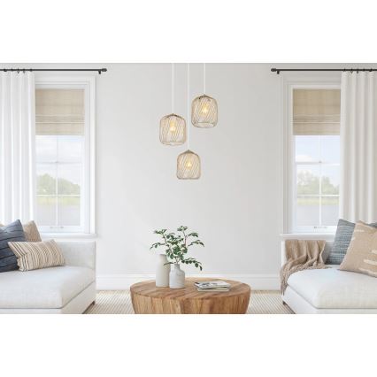 Globo - Pendel på ledning 3xE27/40W/230V beige/hvid