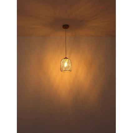 Globo - Pendel på kabel 1xE27/40W/230V Ø 18 cm beige/hvid