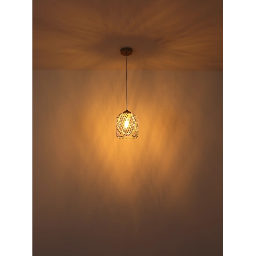 Globo - Pendel på kabel 1xE27/40W/230V Ø 18 cm beige/hvid